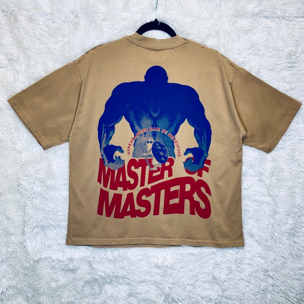 Allegory Master of Masters‎ Graphic T Shirt Beige Oversized Streetwear Medium